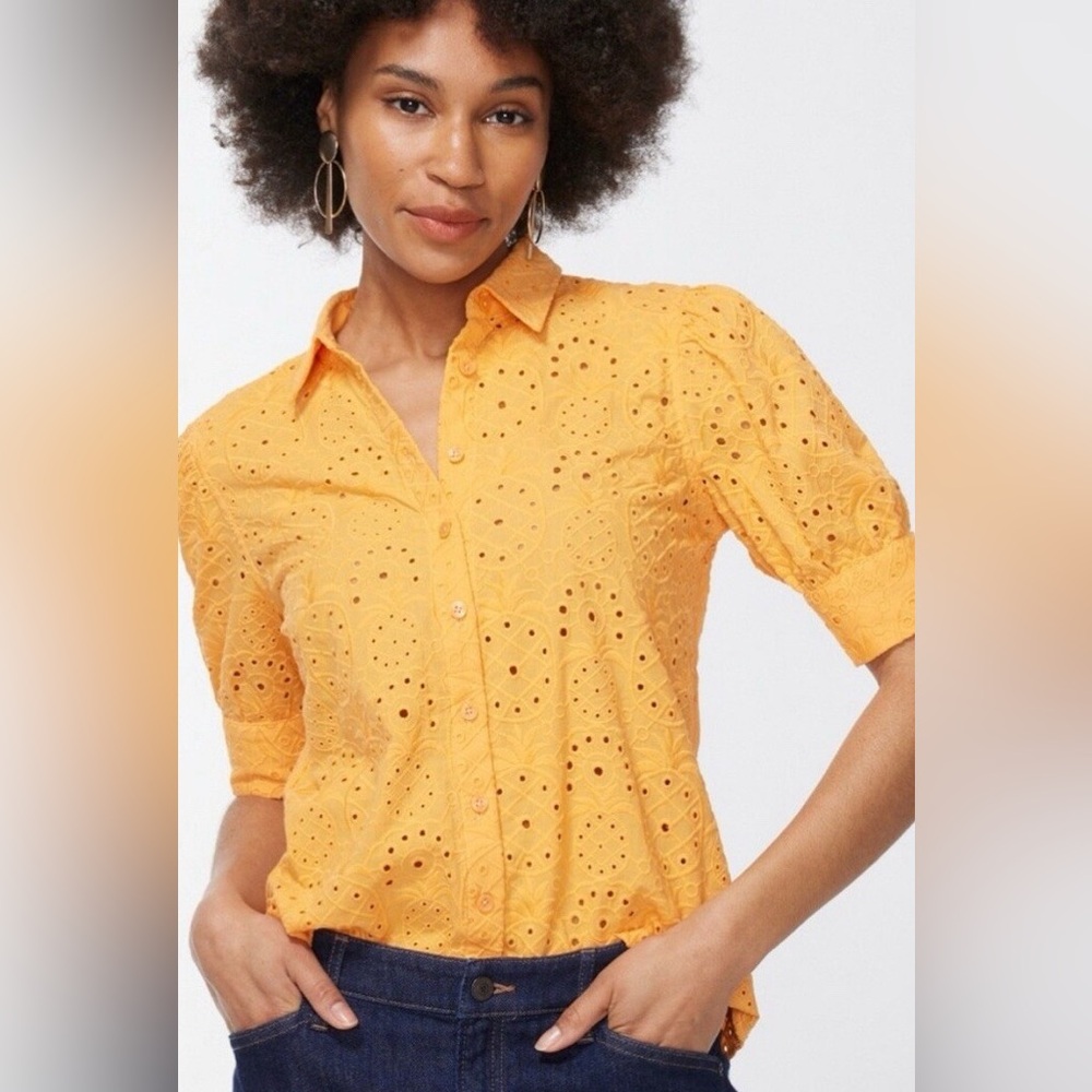 Chicos Pineapple Eyelet Button-Up Shirt